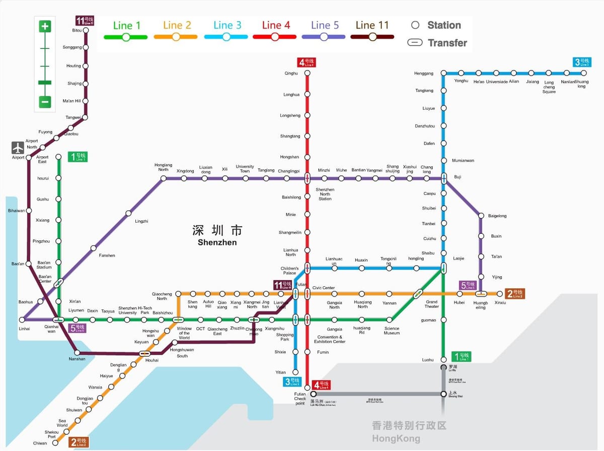 Shenzhen metro mapa 2016