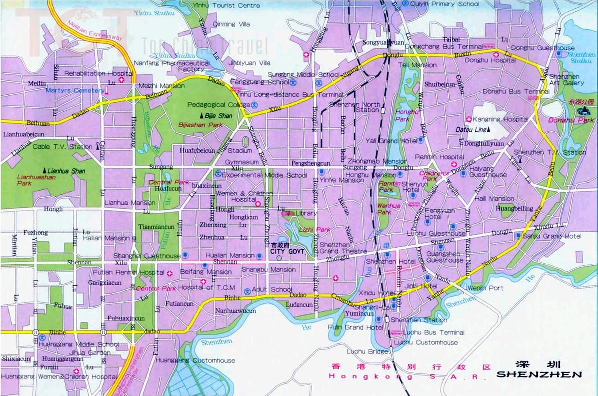Shenzhen turismo-erakargarri mapa