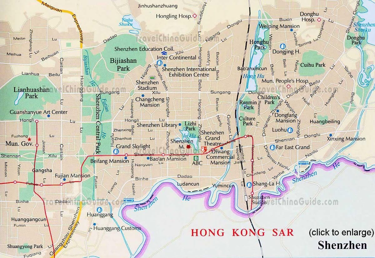 Shenzhen guangdong, Txina mapa